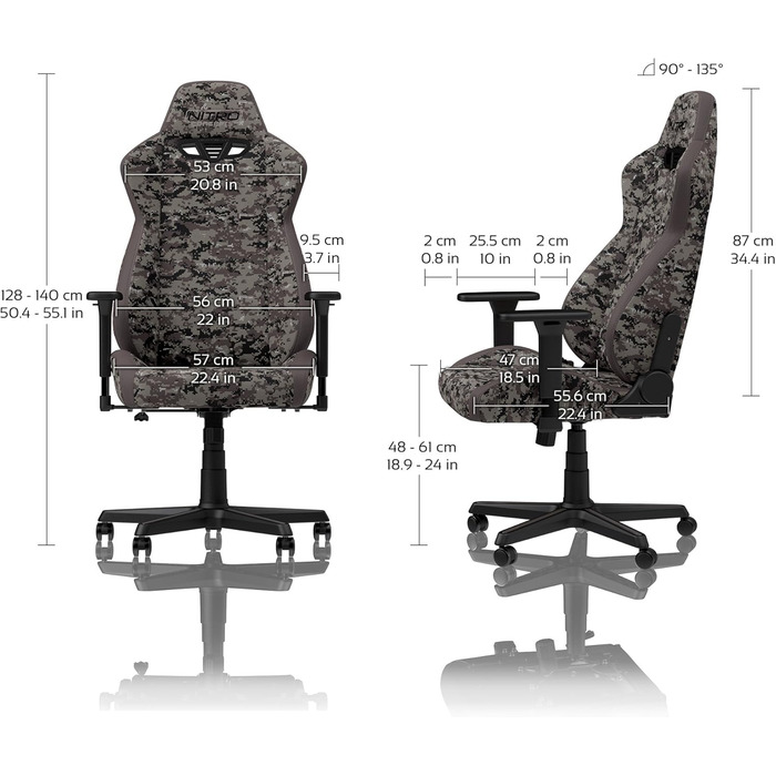 Ігрове крісло NITRO CONCEPTS S300 Urban Camo, ергономічне, для геймерів і офісу, тканинна оббивка, навантаження до 135 кг