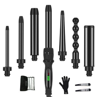 Професійний локон-інструмент Parwin Pro Beauty Lockenstab 7-в-1 з керамічним покриттям, LCD-дисплей, 100-230°C