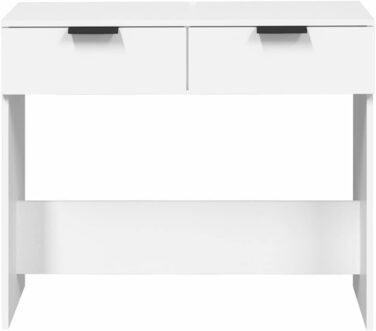 Консольний стіл vidaXL з 2 шухлядами, білий, 90x36x75 см, деревостружковий, для коридору, вітальні, туалетний, приліжковий