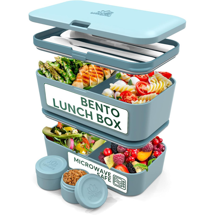 Ланчбокс Umami Bento 1500 мл, контейнер для їжі, дорослий, XL, м'ятний, багаторівневий, для чоловіків