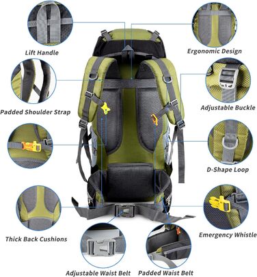 Рюкзак Night Cat 90L армійський зелений для туризму, трекінгу, кемпінгу, альпінізму, чоловічий/жіночий, дихаючий матеріал