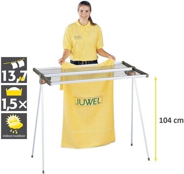 Сушарка для білизни Juwel Twist 140, 13,7 м, переносна з настінним кріпленням, для великої білизни, ідеальна для кемпінгу