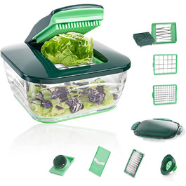 Овочерізка Genius Nicer Dicer Chef 15 в 1, зелена, багатофункціональна, для овочів, фруктів, цибулі, мандоліна, шинкування