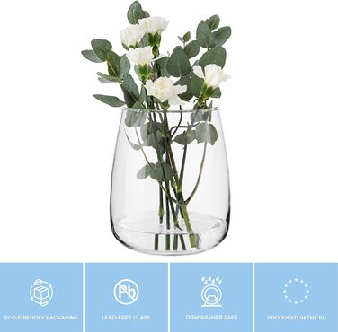 Скляна ваза для тюльпанів TREND FOR HOME Zinnia, прозора, кругла, 17 см, ⌀ 11.9 см, настільна, бочкоподібна