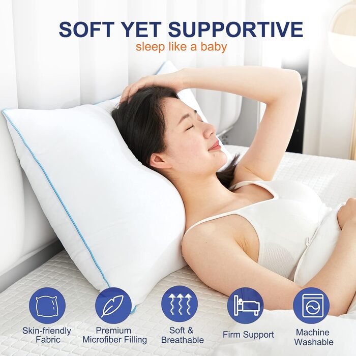Подушка для вагітних та годування Flanhorest з ефектом пам'яті (Memory Foam), довга анатомічна подушка для сну на боці, біла, розмір Queen (набір 2 шт)