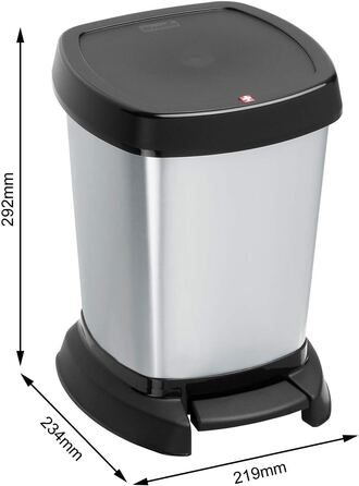 Смітник Rotho Paso 6 л для ванної з кришкою, пластик, BPA-free, carbonmetallic