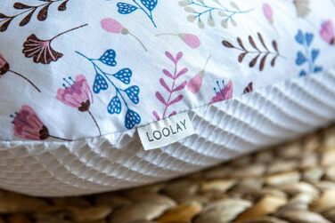 Подушка для вагітних LOOLAY 170 см – подушка для годування та підтримки, 100% бавовна Öko-Tex, ергономічна, знімний чохол (білий вафельний/рожева лука, 190 см)