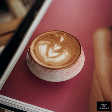 Набір керамічних чашок для капучино та лате Pheniox Barista, 2 шт по 180 мл, порцелянові чашки без ручок для Latte Art, червоні, придатні для посудомийки