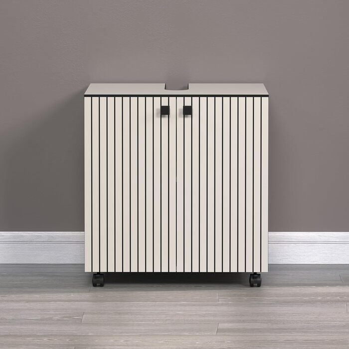 Тумба під умивальник на колесах PureBliss від trendteam smart living, 2 відкриті полиці, стійка до подряпин, світло-сірий кашемір (80x64x42 см)