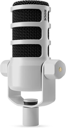 Динамічний мікрофон RØDE PodMic білого кольору для подкастингу, стрімінгу, ігор та запису голосу, мовна якість, з інтегрованим кріпленням