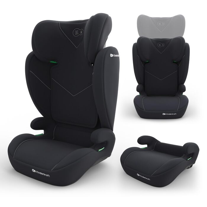 Дитяче автокрісло Kinderkraft I-SPARK 2 PRO (100-150 см), 2в1, стандарт i-Size, чорне