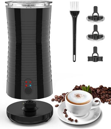 Електричний спінювач молока morpilot 4-в-1, 400Вт, 240мл, автоматичний, для гарячого та холодного молока, чорний, антиковзкий дизайн