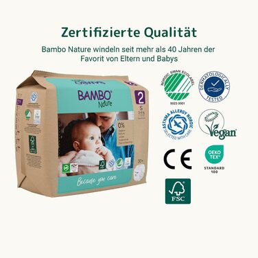 Дитячі підгузки Bambo Nature розмір 4 (7-14 кг), місячний бокс, 144 шт.