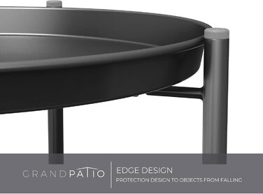 Журнальний стіл Grand Patio, 2-ярусний, металевий, чорний, 45x45x53 см, для вітальні, спальні, саду, зі знімною полицею, легке складання