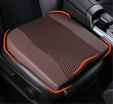 Автомобільна подушка Lofty Aim з Memory Foam для водія: підтримка спини, зняття болю (ішіас), для автокрісла, офісного крісла, інвалідного візка. PU-шкіра, 4D Mesh, коричнева