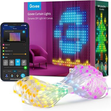 Розумні LED штори Govee 520 RGBIC, 1,5×2 м, IP65, для кімнати та вечірки, сумісні з Alexa, 86+ режимів, водостійкі, світлодіодна гірлянда