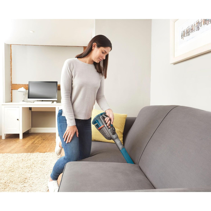 Акумуляторний ручний пилосос BLACK+DECKER Dustbuster BHHV320J, 12В, 25AW, циклонна технологія, без мішка, з висувною щілинною насадкою, титаново-синій