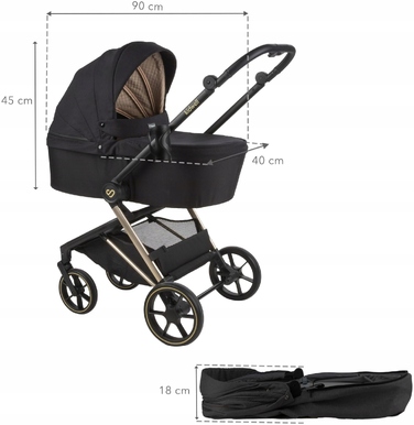 Дитячий візок 2в1 KIDWELL VELMONT (до 22 кг), люлька-прогулянка, чорний бежевий