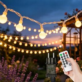 Гірлянда світлодіодна LED 27м 200LED IP44 для саду та балкона, теплий білий, 8 режимів, пульт, димер, таймер, декор для вечірок
