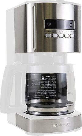 Kenmore кавоварка фільтраційна 12 чашок, 1,8 л, програмована, з таймером, швидке заварювання, багаторазовий фільтр, скляний глечик, цифровий дисплей, вугільний водяний фільтр, біла