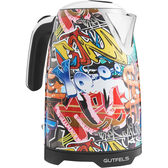 Електрочайник GUTFELS WATER 3010 G 1,7 л, 2200 Вт, захист від перегріву, підсвічування, стиль графіті