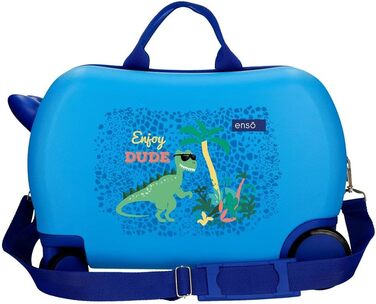 Дитяча валіза Enso Dino, синя, 45x31x20 см, жорсткий ABS-пластик, 24,6 л, 1,8 кг, 4 колеса, ручна поклажа