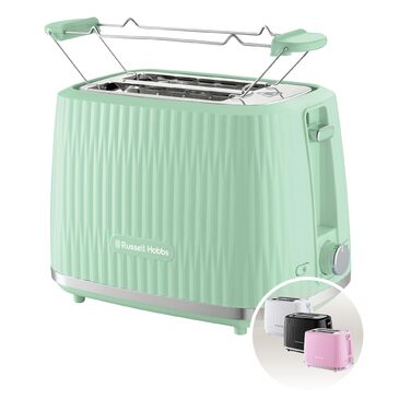 Тостер Russell Hobbs Eden на 2 тости, зелений (27372-56) - 6 режимів, розморожування, підігрів, підйом тостів, лоток для крихт