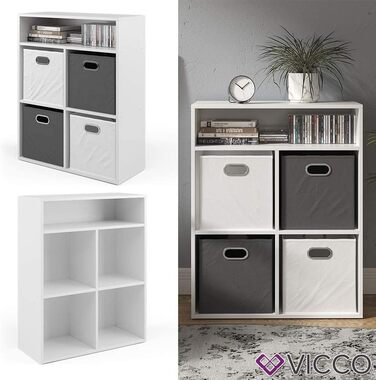 Книжкова полиця Vicco біла, 72x90,2 см, 4 відсіки