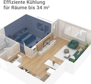Мобільний кондиціонер SUNTEC Comfort 7.0 Eco R290, 2050 Вт, 7000 BTU, з відводом повітря, охолоджувач і осушувач для кімнат до 25 м², тиха робота, для дому та офісу