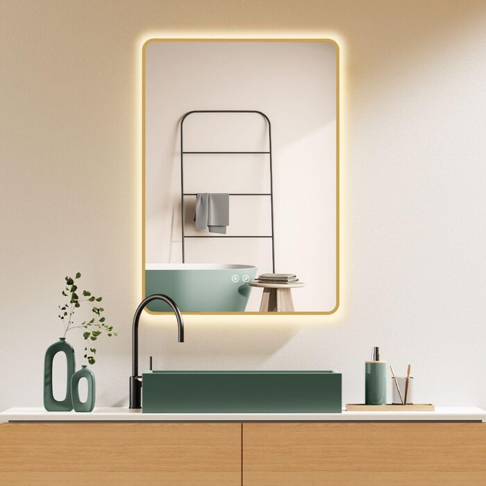 Дзеркало для ванної кімнати HOKO LED Texas 60x80 см з підсвічуванням, нагрівом проти запотівання та чорним металевим каркасом. Можливість монтажу "вверх-вниз". Сенсорне управління, зміна кольору світла 2700-6500K (тепле, холодне, нейтральне біле