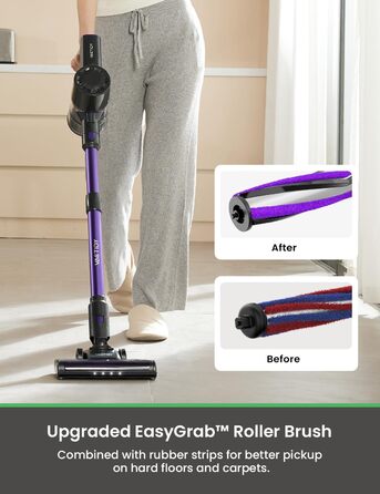 Пилосос Vactidy Blitz V8Pro акумуляторний, 25 кПа, бездротовий, до 40 хв роботи, для твердих підлог і шерсті тварин, оновлена щітка, самостійно стоїть