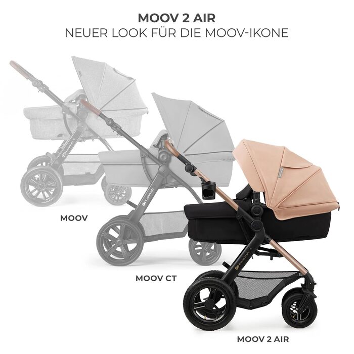 Дитяча коляска Kinderkraft MOOV2 4 в 1 з автокріслом I-SIZE, бежевий колір