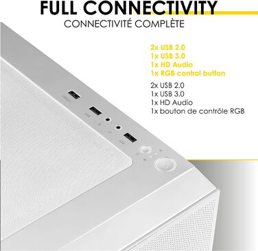 Корпус для ПК EMPIRE GAMING Sapphire ARGB середній Tower ATX/mATX/ITX, білий, з бічною панеллю із загартованого скла, 3 ARGB вентилятори 120 мм, MB Sync