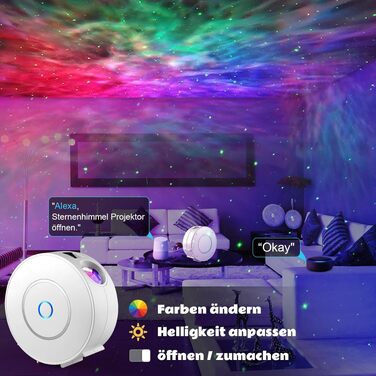 Розумний LED-проектор зоряного неба MILFECH: RGB-лампа 3D Галактика з керуванням через WLAN, Alexa та Google Assistant, таймером та регулюванням яскравості, нічник для дітей та свят