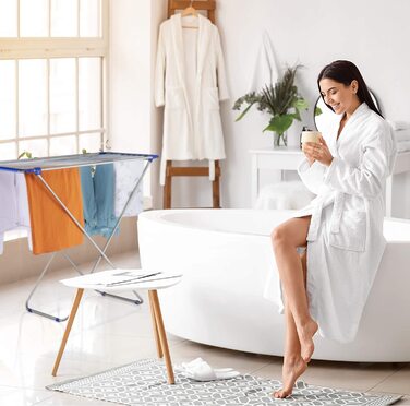 Сушарка для білизни Relaxdays, розсувна, складана, нержавіюча сталь, 13,6 м, 97x176x55 см, срібляста