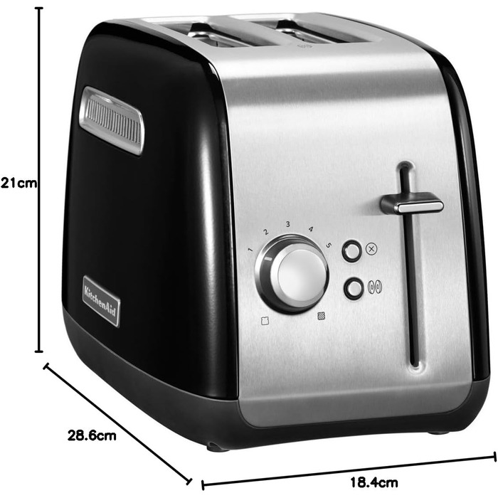 Тостер KitchenAid CLASSIC на 2 скибки, 1.8 кг, чорний