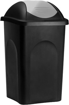 Смітник Stefanplast з маятниковою кришкою 60 л, чорний/сріблястий
