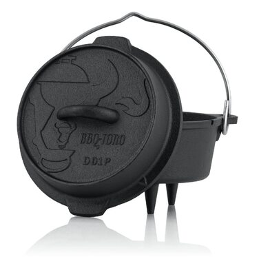 Чавунний казанок BBQ-Toro Dutch Oven Premium Serie з кришкою та ніжками, 1.8 л, попередньо обсмажений (preseasoned)
