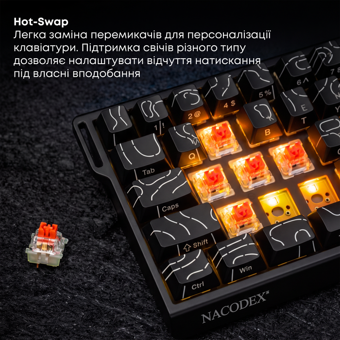 Дротова механічна клавіатура Ajazz NK68 V2 Red Switch (NK68-V2-R-PWB)