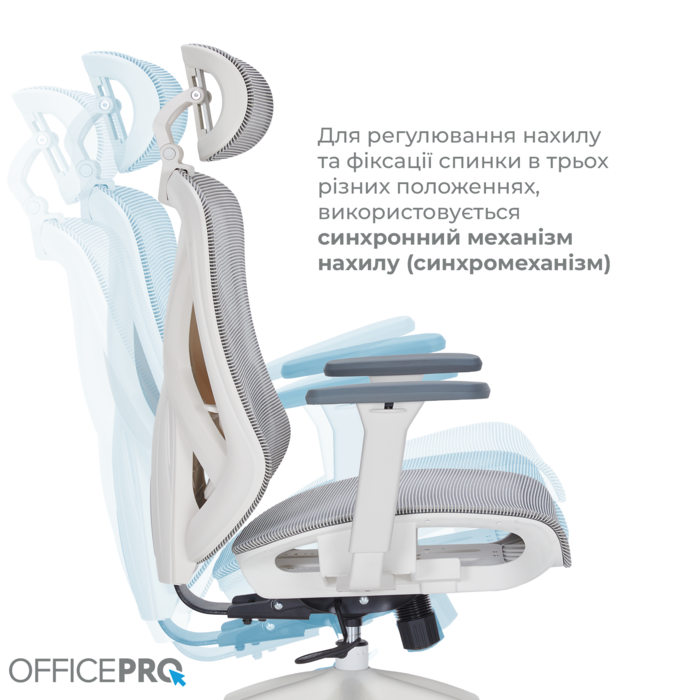 Крісло офісне Officepro Atlas OC630-W-LG-LG