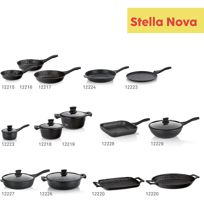 Сковорода Kela Stella Nova 28 см, алюмінієва, антипригарна, універсальна, чорна