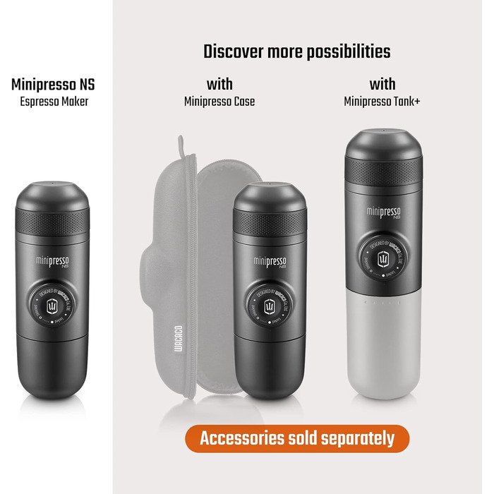 WACACO Minipresso NS2 - портативна кавомашина для капсул Nespresso та NS, чорна