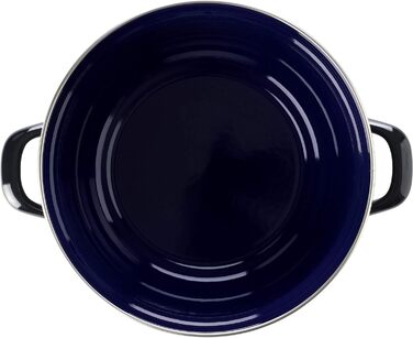 BK Indigo Каструля емальована з кришкою, 20 см, 2,5 л, керамічне антипригарне покриття без PFAS, для індукції, духовки та посудомийної машини, чорна