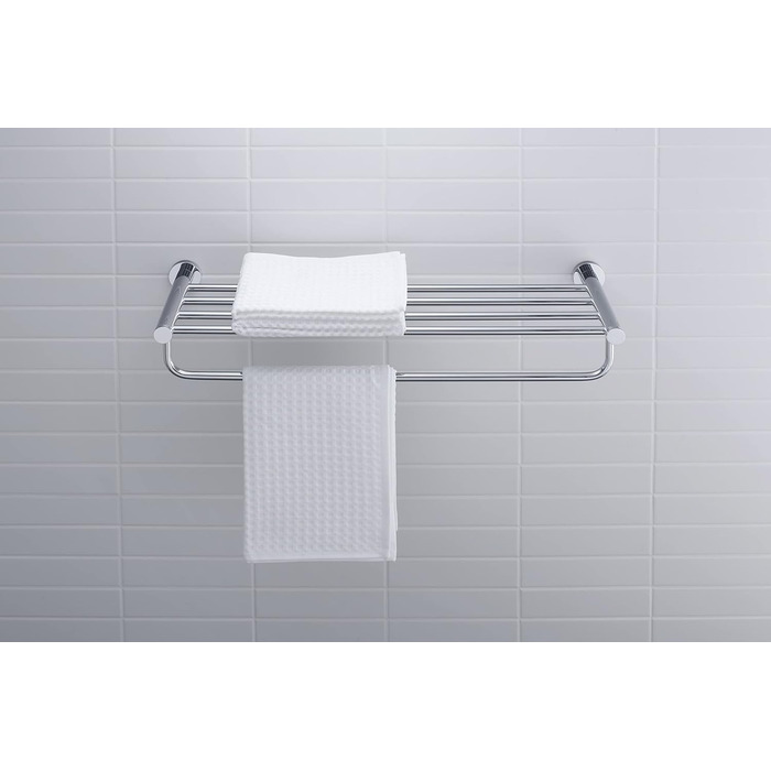Полиця для рушників Duravit D-Code, настінна, 65 см, хромована, тримач для рушників у ванну, 650x220x112 мм