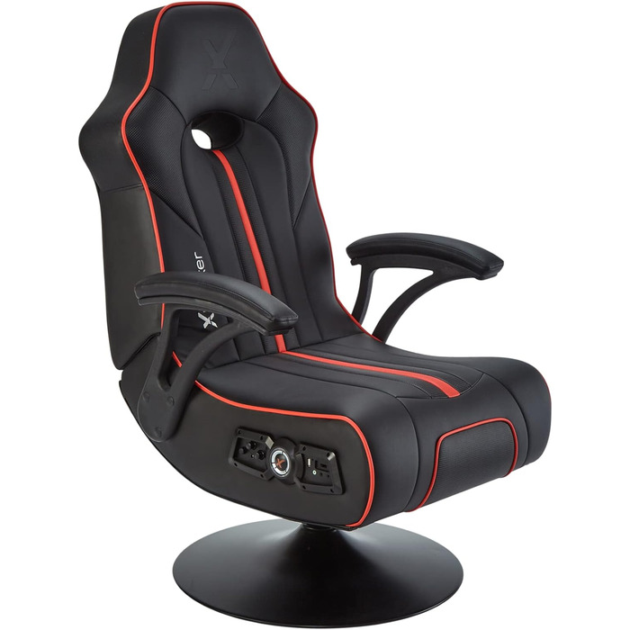 Ігрове крісло X Rocker Torque 2.1 з Bluetooth, вібрацією та аудіосистемою, червоне, педестальне крісло для геймерів та розваг