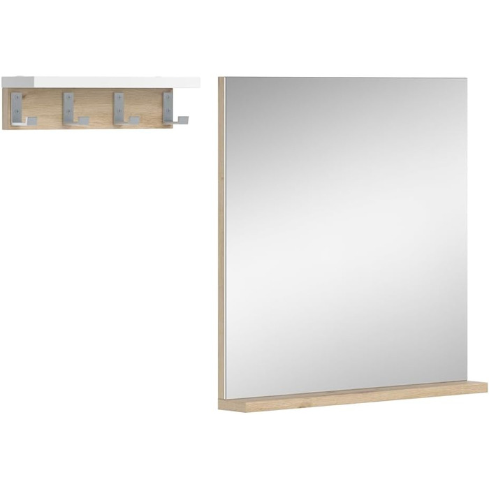 Дзеркало для ванної Vicco Henri, біле/дуб артізан, 50x51.6 см з полицею