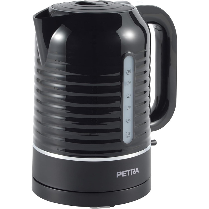 Електрочайник Petra PT5572BLKVDE 1,7 л, 3000 Вт, індикатор рівня води, антикальцієвий фільтр, 360° база, захист від перегріву, Strix-контролер, швидке кип'ятіння
