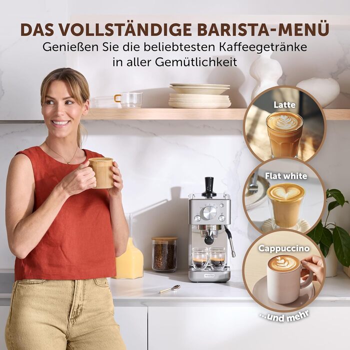 Кавомашина Breville Barista Slim VCF185X с молоковідбійником, 15 бар, срібляста - для капучино та лате