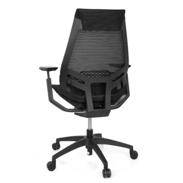 Офісний крісло GENIDIA SMART BLACK з сітчастою спинкою, чорний колір, hjh OFFICE