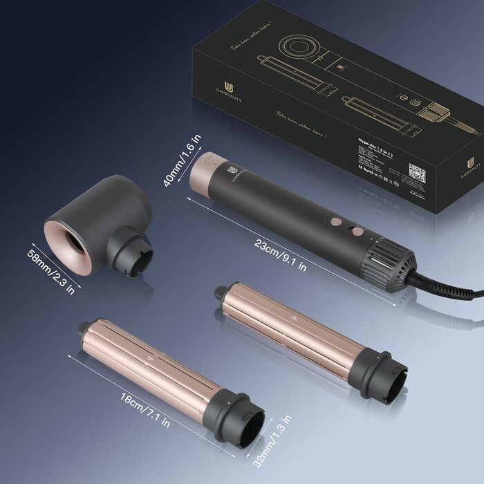 Фен-стайлер 3-в-1 webeauty з іонізацією, 110 000 об/хв, 20 м/с, 200 млн іонів, для сушіння та завивки волосся, рожевий